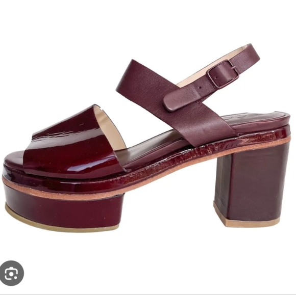 COS Shoes - COS Leather Burgundy Platform Sandals